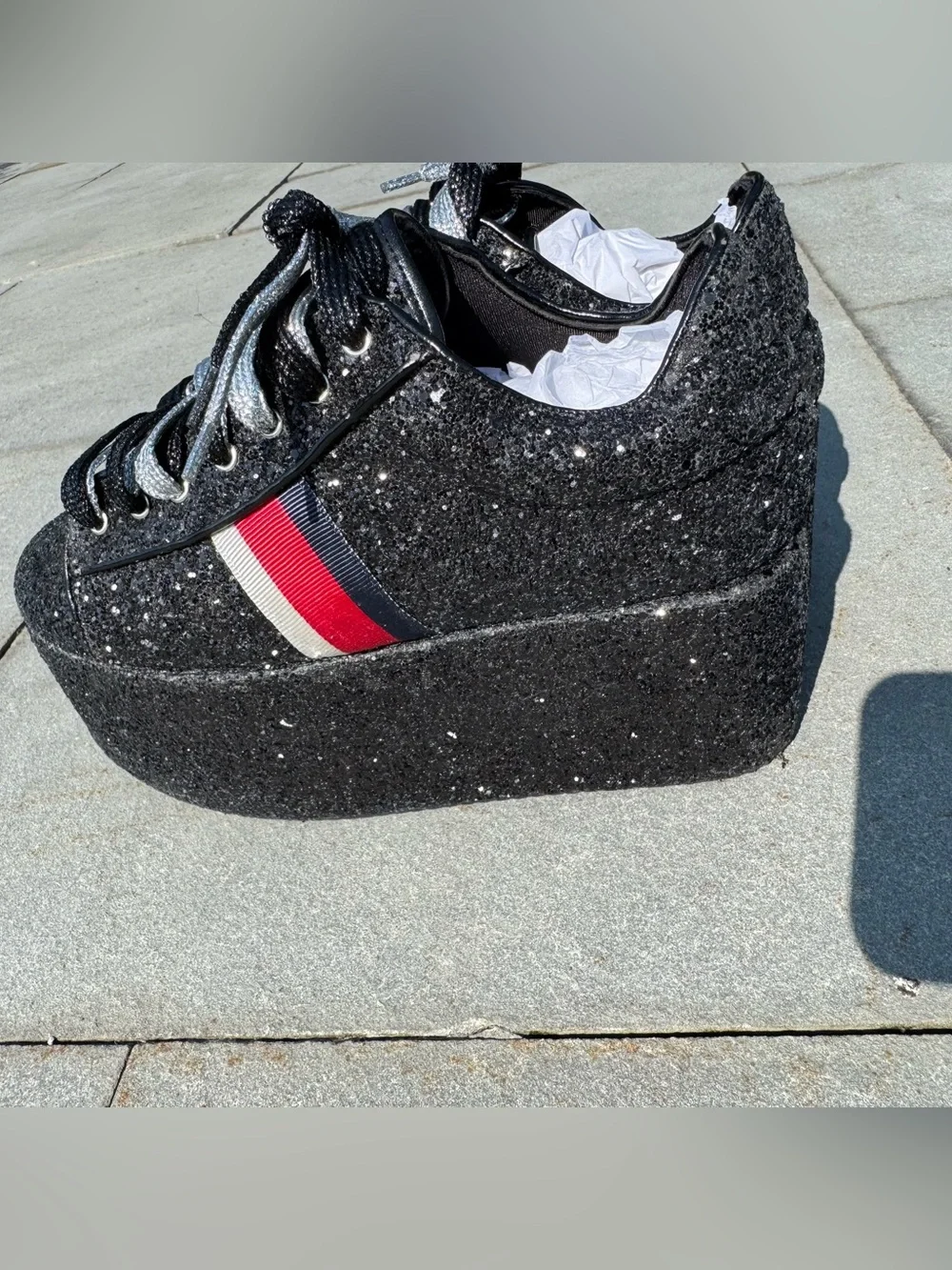 ✨ Cape Robbin Black Glitter Platform Sneakers | women 9/EU40